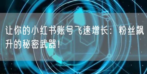 让你的小红书账号飞速增长：粉丝飙升的秘密武器！