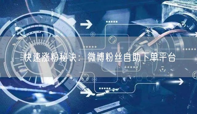 快速涨粉秘诀：微博粉丝自助下单平台