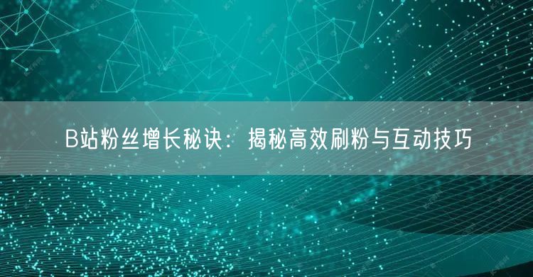 B站粉丝增长秘诀：揭秘高效刷粉与互动技巧